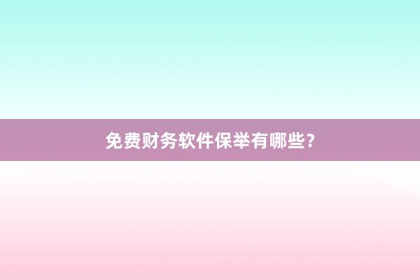 免费财务软件保举有哪些?